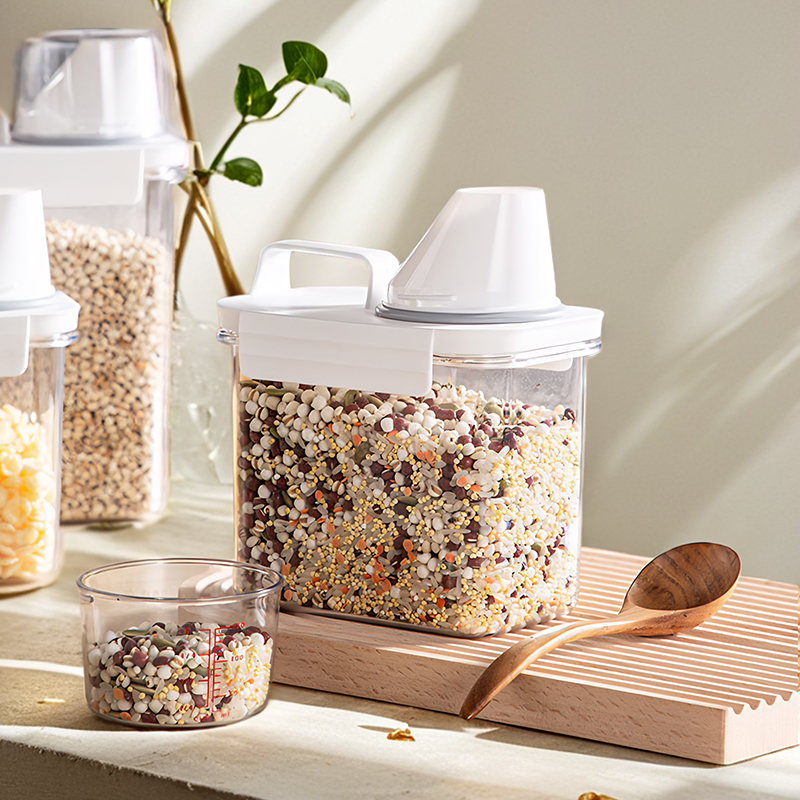 2.3L (77oz) Cereal Bucket - Rice, Grain, Espresso Bean, and Spice Storage Container with Sealed Lid and Measuring Cup